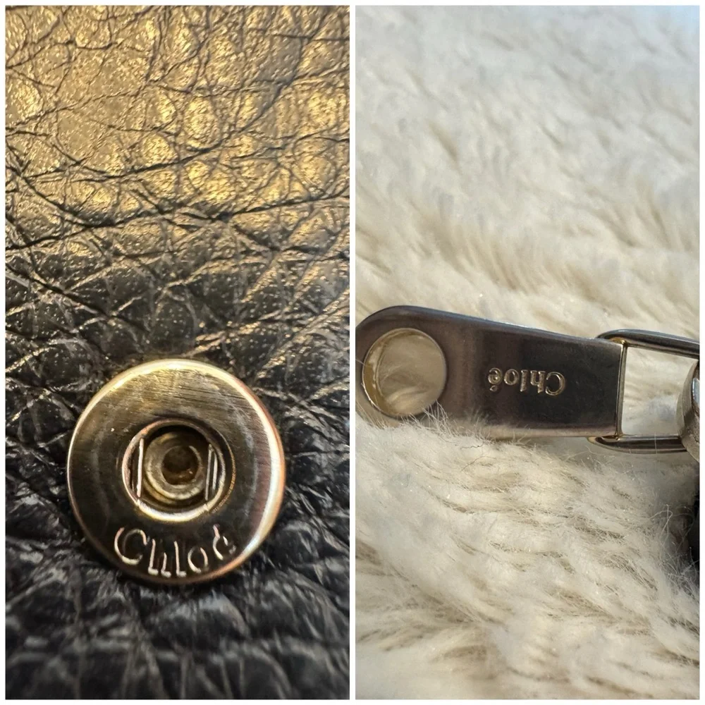 CHLOE Lily Continental Leather Bow Zip Wallet in Black - EUC